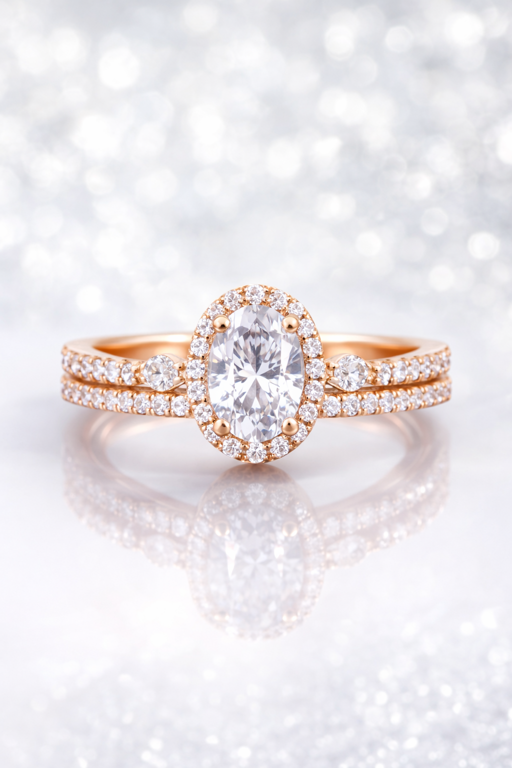 Celestial Oval Halo Ring