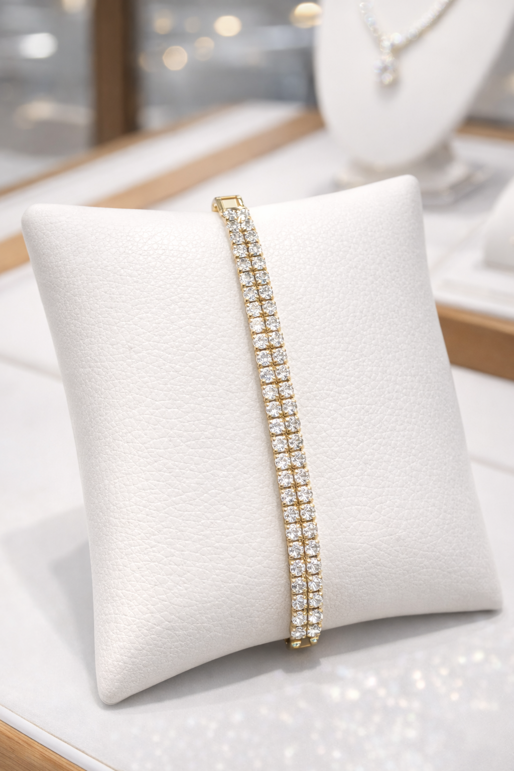 Regal Glow Double-Line Tennis Bracelet