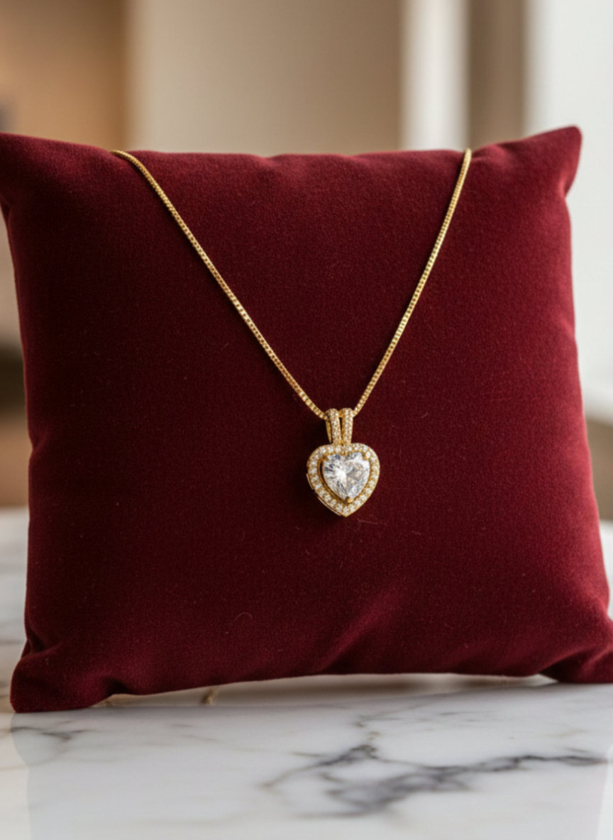 Heart Halo Spark Gold Pendant