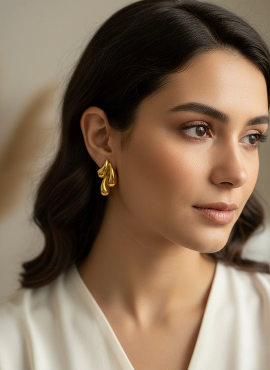 Golden Flame Stud Earrings