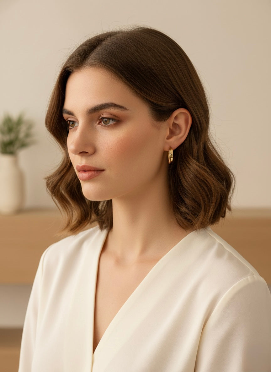 Golden Arc Hoops Earrings