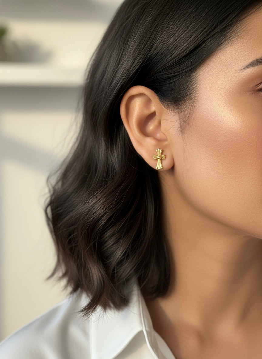 Divine Cross Stud Earrings