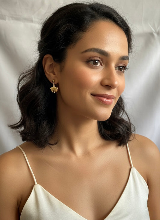 Golden Shell Drop Earrings