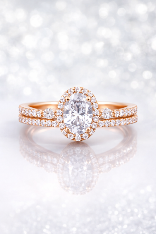 Celestial Oval Halo Ring