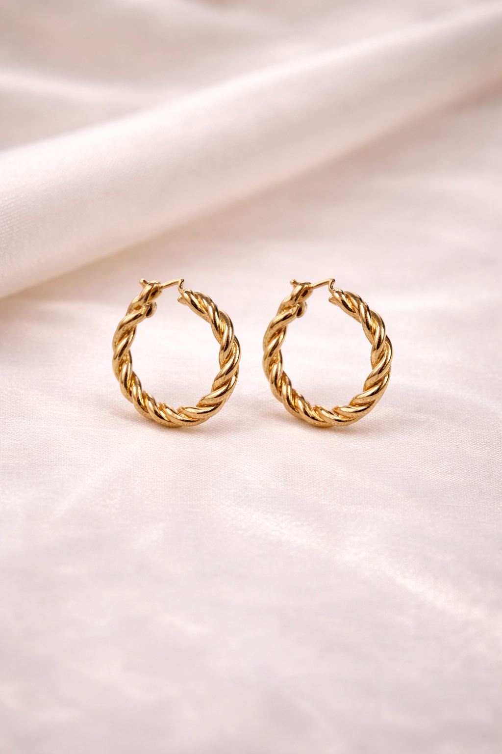 Golden Twist Hoops Earrings