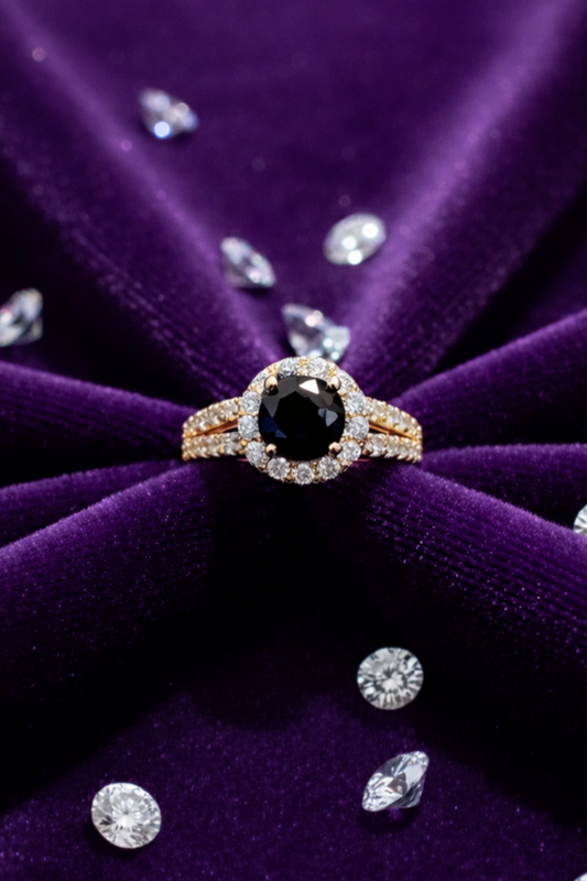 Midnight Round Halo Ring