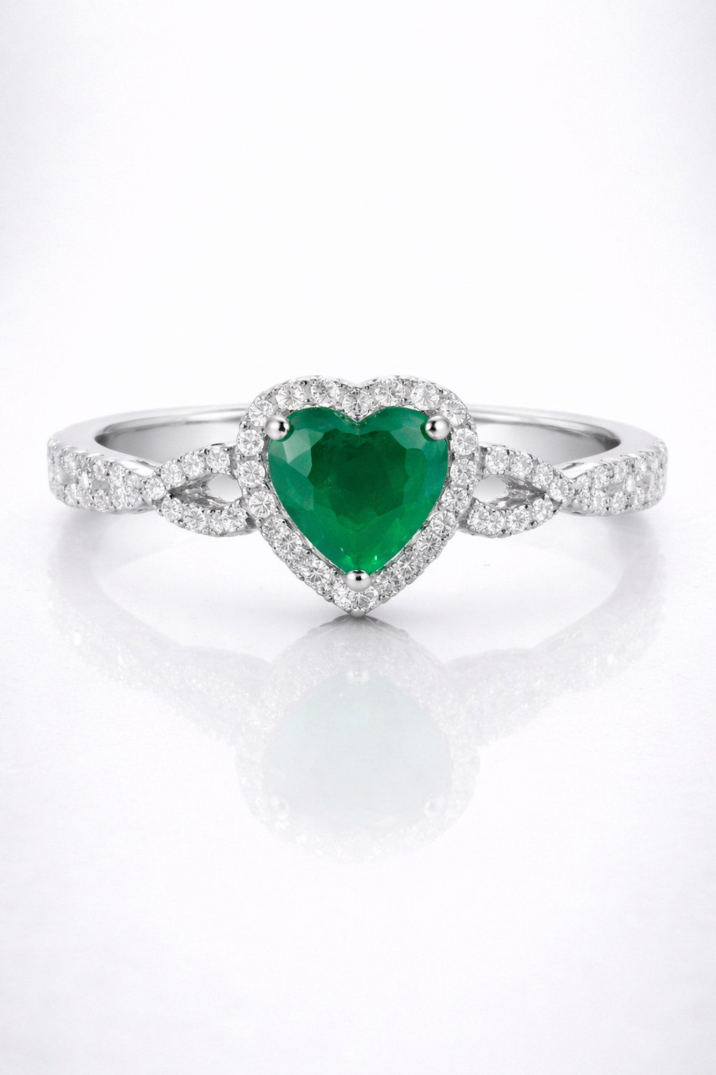Emerald Heart Halo Ring
