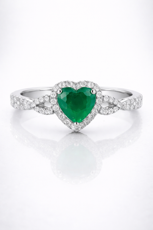 Emerald Heart Halo Ring