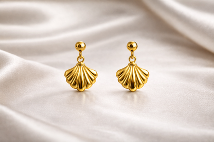 Golden Shell Drop Earrings