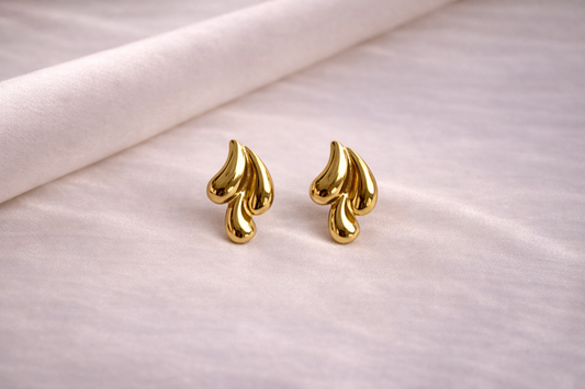 Golden Flame Stud Earrings