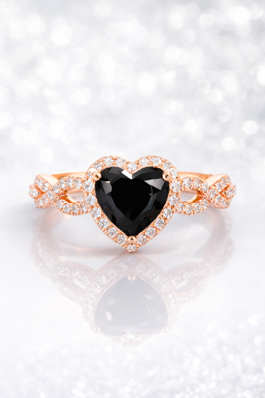 Midnight Heart Halo Ring