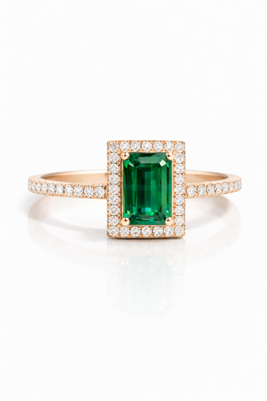 Emerald Grace Halo Ring