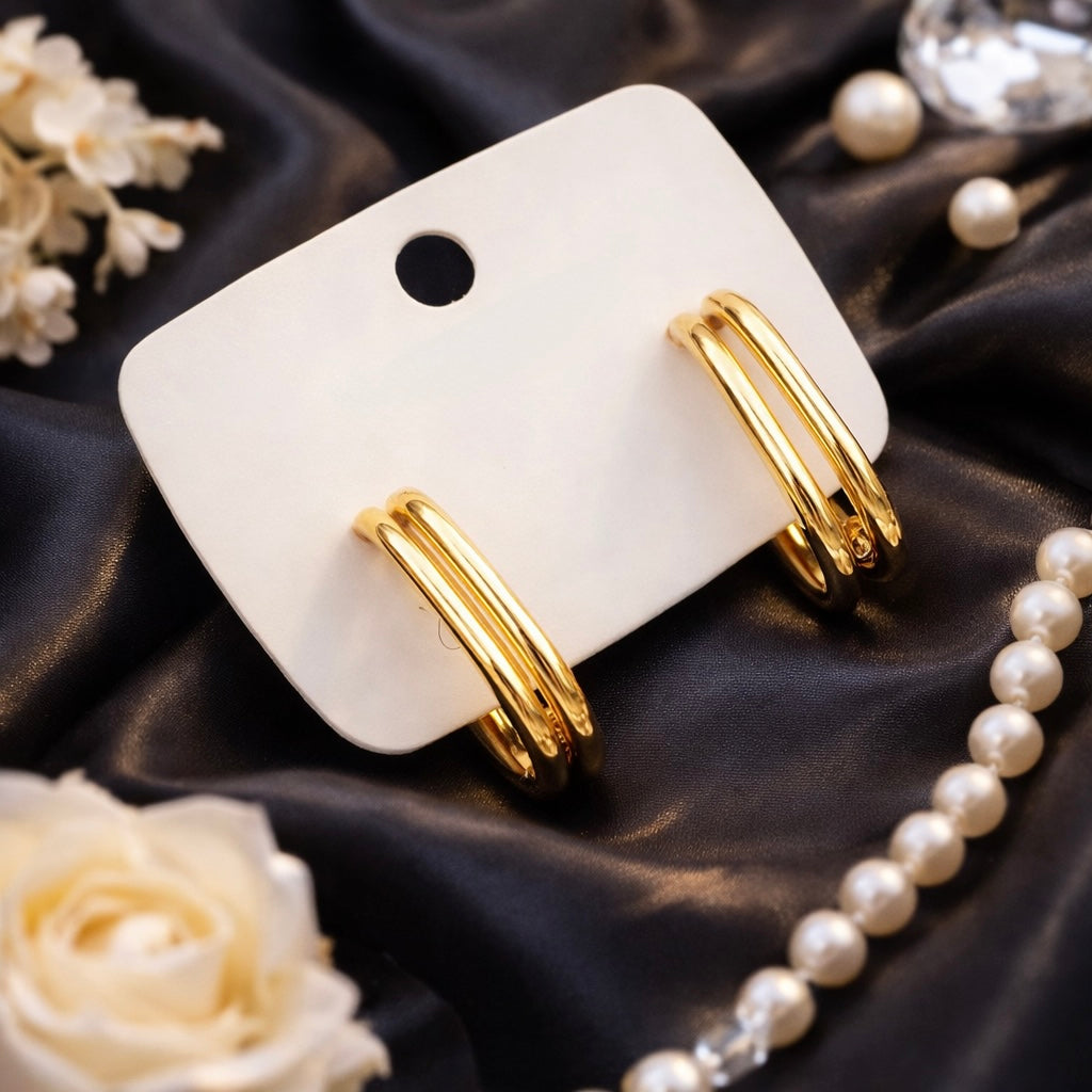 Golden Duo Curve Hoops Earrings