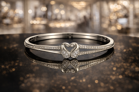 Silver Heart Embrace Women Bracelet