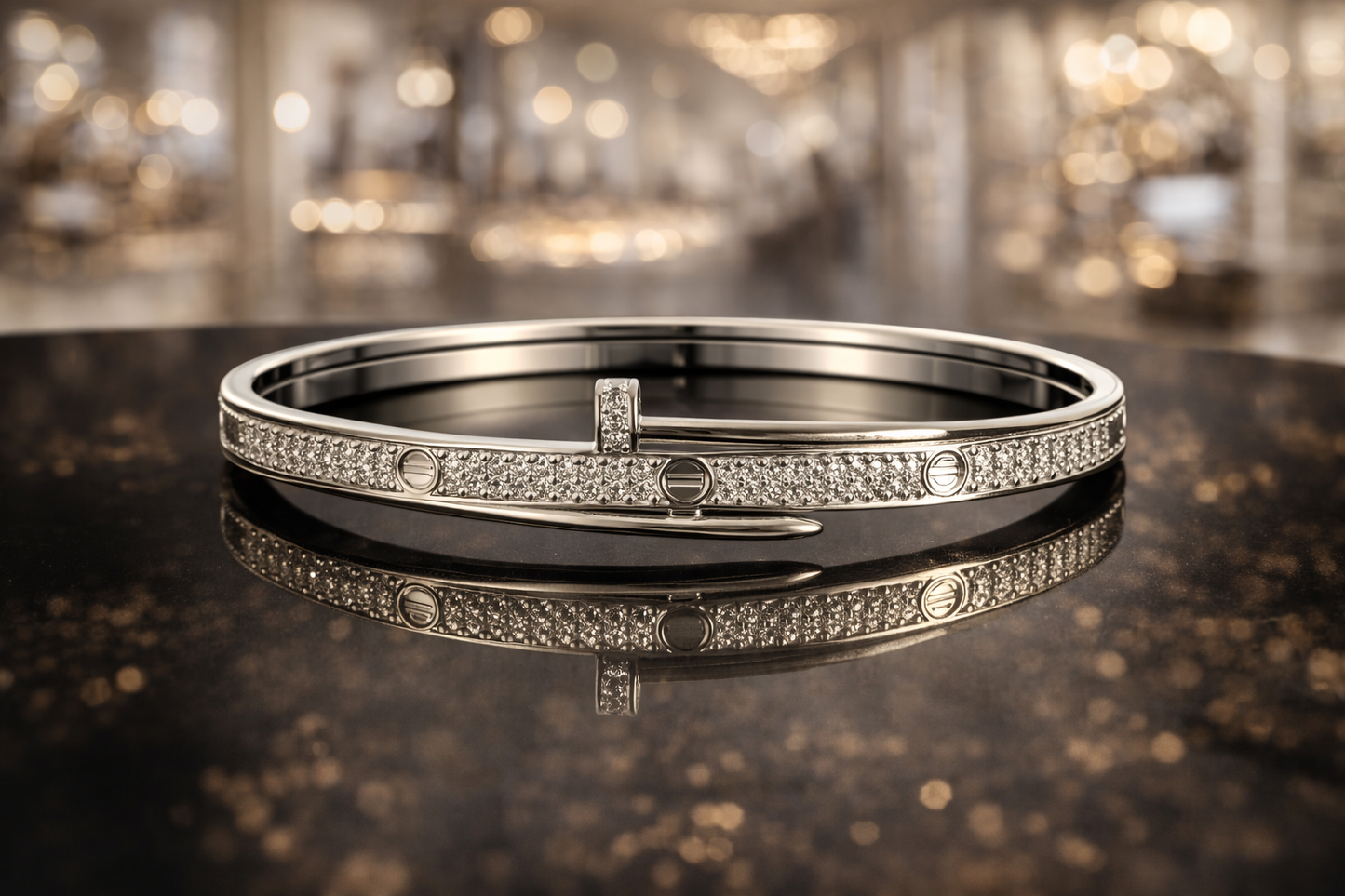 Silver Spark Nail-Inspired Women Bracelet