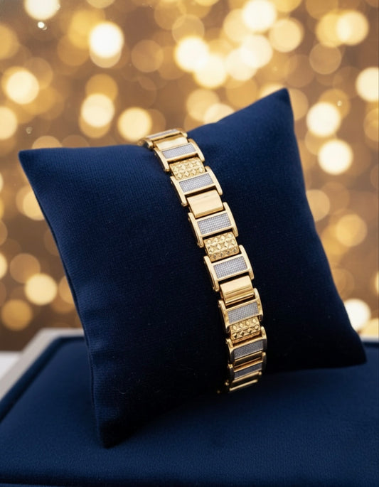 Golden Regal Grid Men's Bracelet