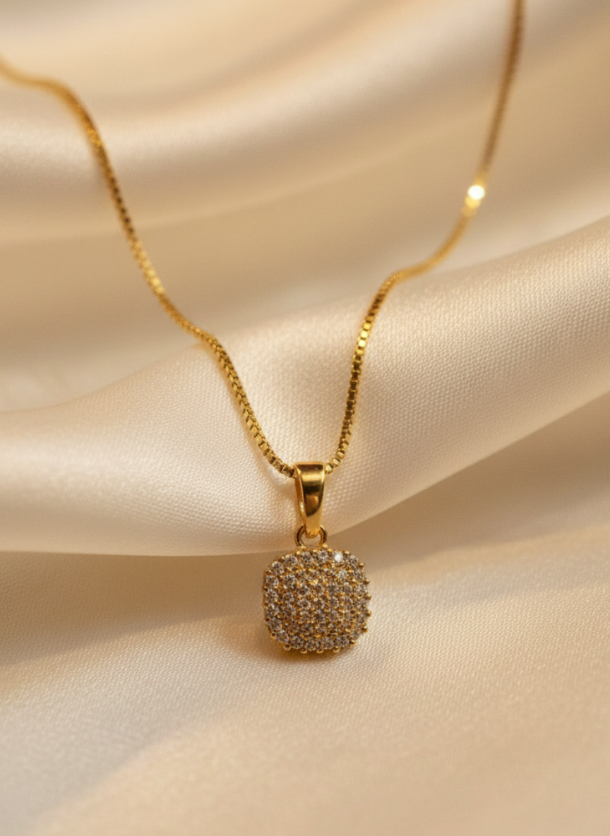 Bezel Spark Solitaire Gold Pendant