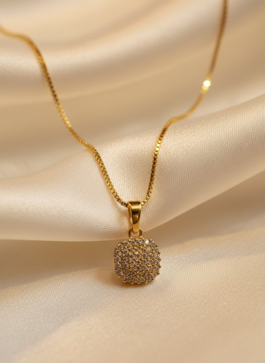 Bezel Spark Solitaire Gold Pendant