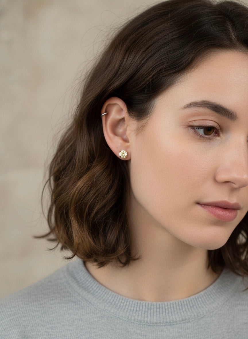 Celeste Solitaire Stud Earrings