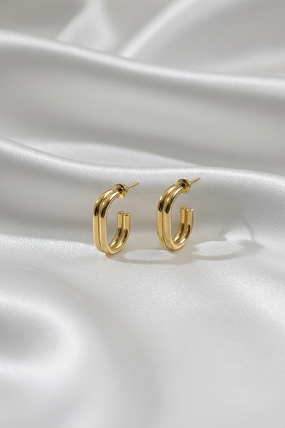 Golden Duo Curve Hoops Earrings